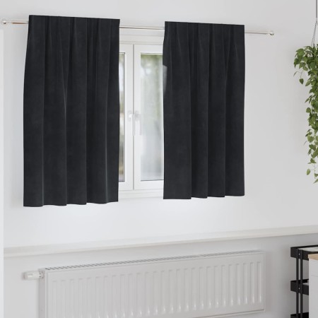 Cortinas con cortinas 2 pcs Negro 140 x 140 cm Terciopelo