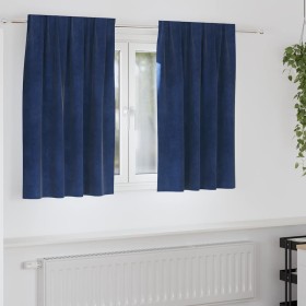Cortinas con cortinas 2 pcs Azul oscuro 140 x 140 cm Terciopelo Cortinas con cortinas 2 pcs Azul oscuro 140 x 140 cm Terciopelo