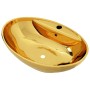 Lavabo con rebosadero 58,5x39x21 cm cerámica dorado