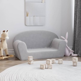 Sofá para niños de 2 plazas felpa suave gris claro