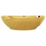Lavabo con rebosadero 58,5x39x21 cm cerámica dorado