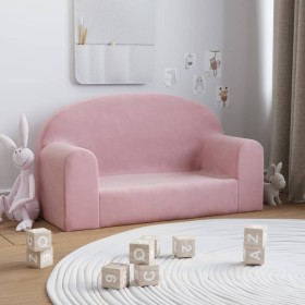 Sofá para niños de 2 plazas de felpa suave rosa