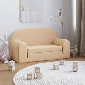 Sofá cama infantil 2 plazas felpa suave crema