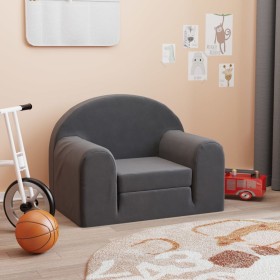 Sofá cama infantil felpa suave gris antracita