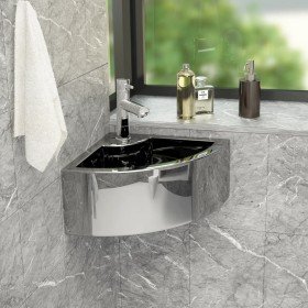 Lavabo con rebosadero 45x32x12,5 cm cerámica plateado