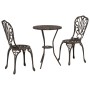 Juego Bistro de Jardín 3 pcs Bronce Aluminio