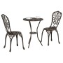 Juego Bistro de Jardín 3 pcs Bronce Aluminio