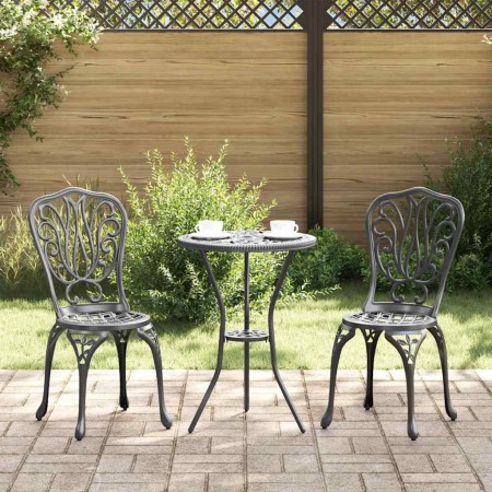 Juego Bistro de Jardín 3 pcs Negro Aluminio