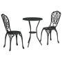 Juego Bistro de Jardín 3 pcs Negro Aluminio