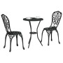Juego Bistro de Jardín 3 pcs Negro Aluminio