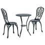 Juego Bistro de Jardín 3 pcs Verde Aluminio