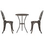 Juego Bistro de Jardín 3 pcs Bronce Aluminio
