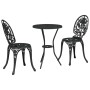 Juego Bistro de Jardín 3 pcs Negro Aluminio