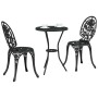 Juego Bistro de Jardín 3 pcs Negro Aluminio