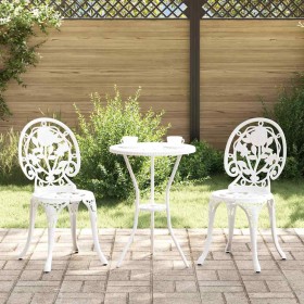 Juego Bistro de Jardín 3 pcs Blanco Aluminio