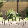 Juego Bistro de Jardín 3 pcs Bronce Aluminio