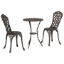 Juego Bistro de Jardín 3 pcs Bronce Aluminio