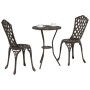 Juego Bistro de Jardín 3 pcs Bronce Aluminio