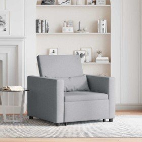 Sofá Cama Individual Gris claro 90 x 165 x 87 cm tela Sofá Cama Individual Gris claro 90 x 165 x 87 cm tela