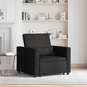 Sofá Cama Individual con ruedas Negro 90 x 165 x 87 cm tela Sofá Cama Individual con ruedas Negro 90 x 165 x 87 cm tela