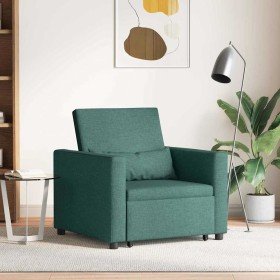 Sofá Cama Individual Verde oscuro 90 x 165 x 87 cm tela Sofá Cama Individual Verde oscuro 90 x 165 x 87 cm tela