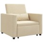 Sofá Cama Individual con ruedas Crema 90 x 165 x 87 cm tela