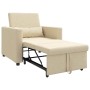 Sofá Cama Individual con ruedas Crema 90 x 165 x 87 cm tela