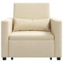 Sofá Cama Individual con ruedas Crema 90 x 165 x 87 cm tela