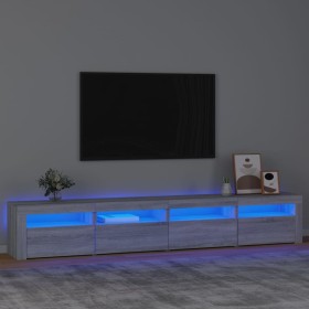 Mueble de TV con luces LED gris Sonoma 240x35x40 cm de vidaXL, Muebles TV - Ref: Foro24-3152768, Precio: 156,85 €, Descuento: %