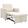 Sofá Cama Individual con ruedas crema 90 x 165 x 87 cm tela