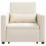 Sofá Cama Individual con ruedas crema 90 x 165 x 87 cm tela
