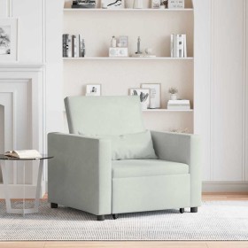 Sofá Cama Individual Gris claro 90 x 165 x 87 cm Terciopelo Sofá Cama Individual Gris claro 90 x 165 x 87 cm Terciopelo