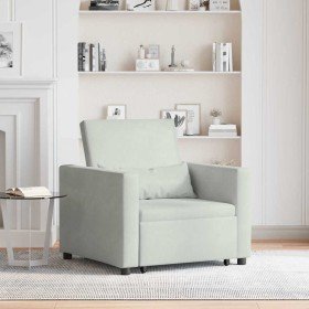 Sofá Cama Individual Gris claro 90 x 165 x 87 cm Terciopelo Sofá Cama Individual Gris claro 90 x 165 x 87 cm Terciopelo