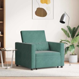 Sofá Cama Individual Verde oscuro 90 x 165 x 87 cm Terciopelo Sofá Cama Individual Verde oscuro 90 x 165 x 87 cm Terciopelo