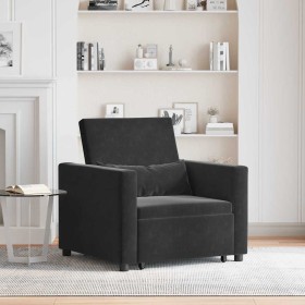 Sofá Cama Individual Negro 90 x 165 x 87 cm Terciopelo Sofá Cama Individual Negro 90 x 165 x 87 cm Terciopelo