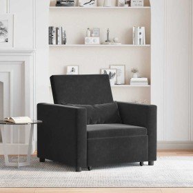 Sofá Cama Individual Negro 90 x 165 x 87 cm Terciopelo Sofá Cama Individual Negro 90 x 165 x 87 cm Terciopelo