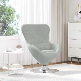 Sillón huevo Gris claro 63 x 73 x 90 cm Terciopelo Sillón huevo Gris claro 63 x 73 x 90 cm Terciopelo