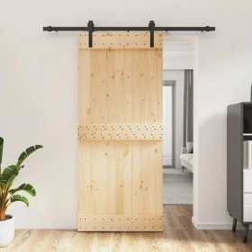 Sliding door with solid pine wood hardware 90x210 cm by vidaXL, Doors - Ref: Foro24-3202974, Price: 171,11 €, Discount: %