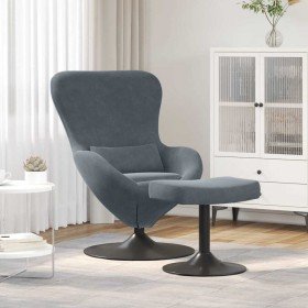 Silla Huevo con Puff Gris oscuro 63 x 73 x 90 cm Terciopelo