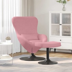 Silla Huevo con Puff Rosa 63 x 73 x 90 cm Terciopelo Silla Huevo con Puff Rosa 63 x 73 x 90 cm Terciopelo
