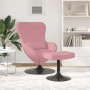 Silla Huevo con Puff Rosa 63 x 73 x 90 cm Terciopelo