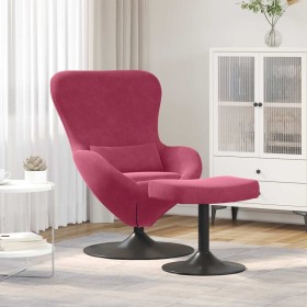 Silla Huevo con Puff Rojo vino tinto 63 x 73 x 90 cm Terciopelo