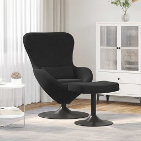 Silla Huevo con Puff Negro 63 x 73 x 90 cm Terciopelo Silla Huevo con Puff Negro 63 x 73 x 90 cm Terciopelo