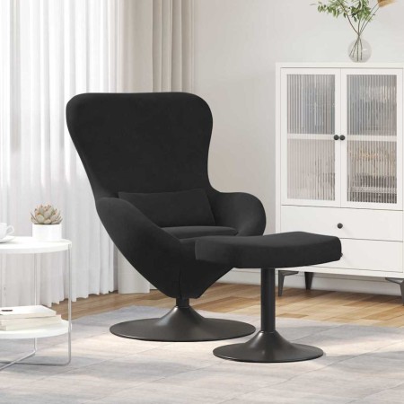 Silla Huevo con Puff Negro 63 x 73 x 90 cm Terciopelo