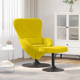 Silla Huevo con Puff Amarillo 63 x 73 x 90 cm Terciopelo