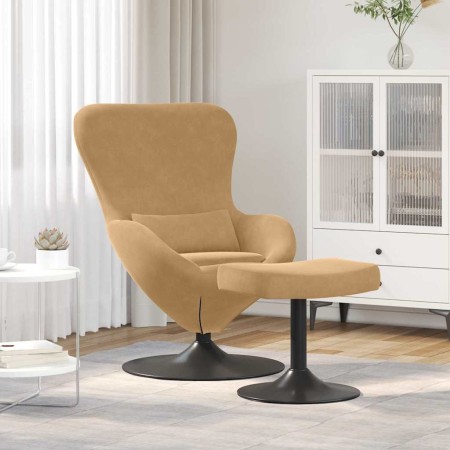 Silla Huevo con Puff Marrón 63 x 73 x 90 cm Terciopelo