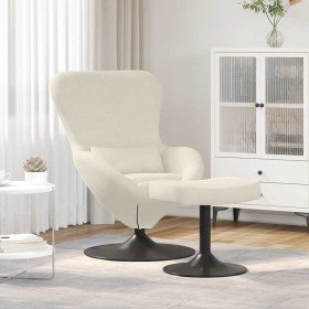 Silla Huevo con Puff Crema 63 x 73 x 90 cm Terciopelo Silla Huevo con Puff Crema 63 x 73 x 90 cm Terciopelo