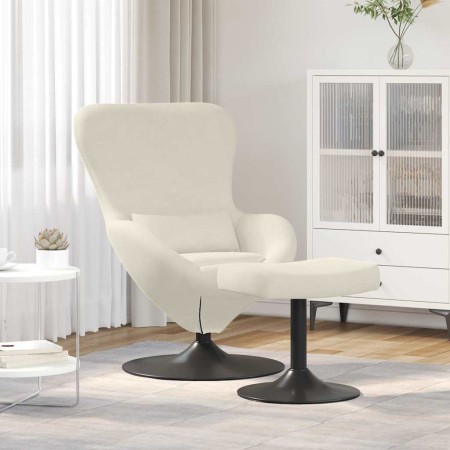 Silla Huevo con Puff Crema 63 x 73 x 90 cm Terciopelo