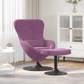 Silla Huevo con Puff Morado 63 x 73 x 90 cm Terciopelo Silla Huevo con Puff Morado 63 x 73 x 90 cm Terciopelo