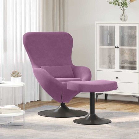 Silla Huevo con Puff Morado 63 x 73 x 90 cm Terciopelo